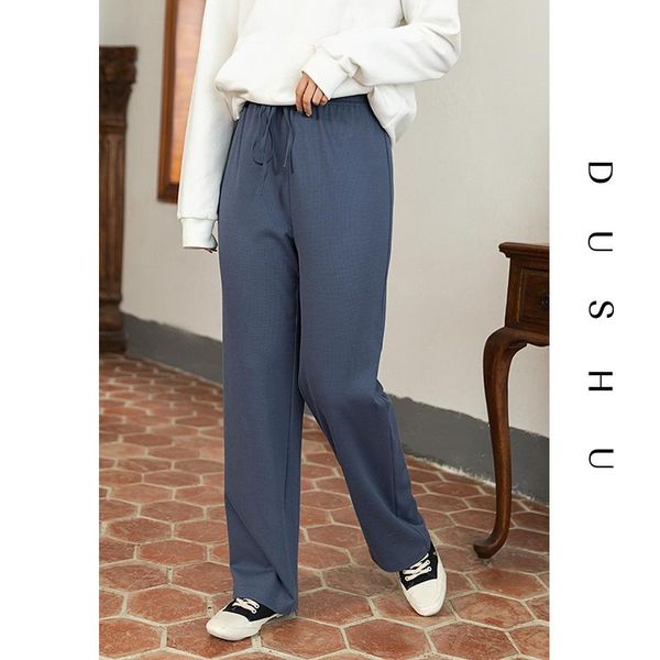 

women's pants & capris dushu plus size loose blue casual capri women drawstring high waist sweatpants autumn winter knitted female trou, Black;white