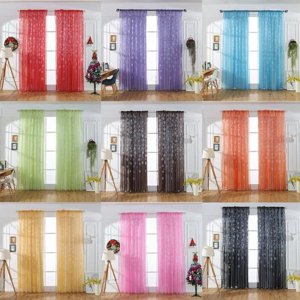 

curtain & drapes 1pcs christmas snowflake tulle window treatment voile drape valance decorations for home bedroom decor