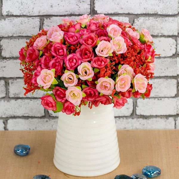 

decorative flowers & wreaths 21 heads elegant beautiful european artificial rose simulation silk bouquet home dec party wedding decoration