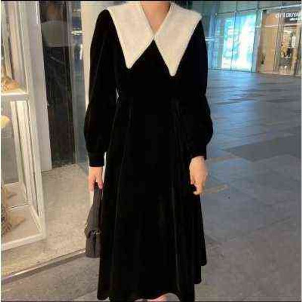 

casual dresses sweet dream autumn winter 2022 temperament small lapel removable medium length slim skirt, Black;gray