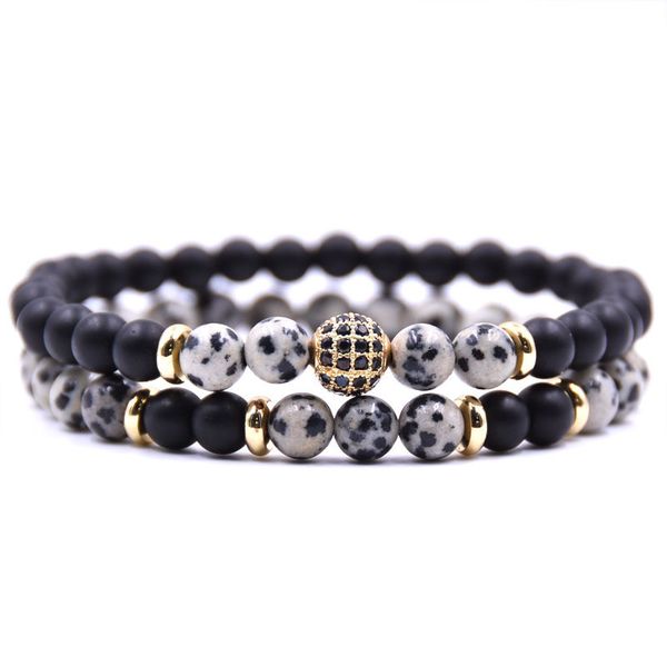 

70% off 6mm natural stone bracelet set micro zircon bracelet 5e0h, Black
