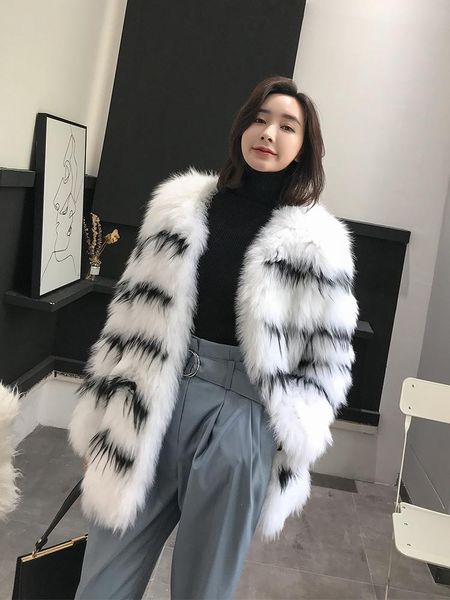 

women's fur & faux real clothes warm winter coat women korean long coats autumn vintage jacket manteau femme hiver my1100, Black
