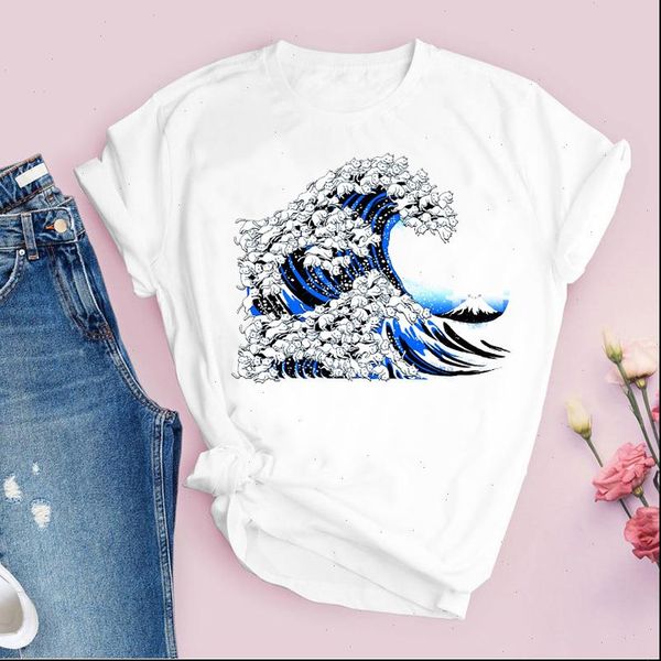 

women graphic aesthetic kawaii wave dog fashion 90s summer autumn lady tees clothing female t shirt womens t shirt, White