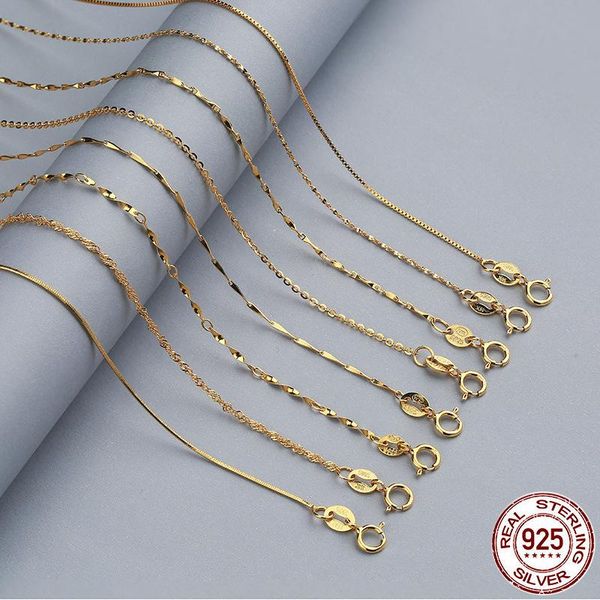 

chains 1pcs 100% genuine 925 sterling silver necklace ingot twisted trace belcher snake bar singapore box chain women