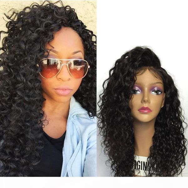 

fashion curly glueless full lace wigs with baby hair 130% density malaysian lace front hair wigs for black women, Black;brown
