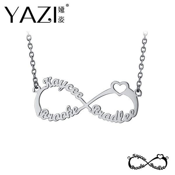 

pendant necklaces yazi personalize infinity necklace with three names family name gold color copper custom memory gift for, Silver