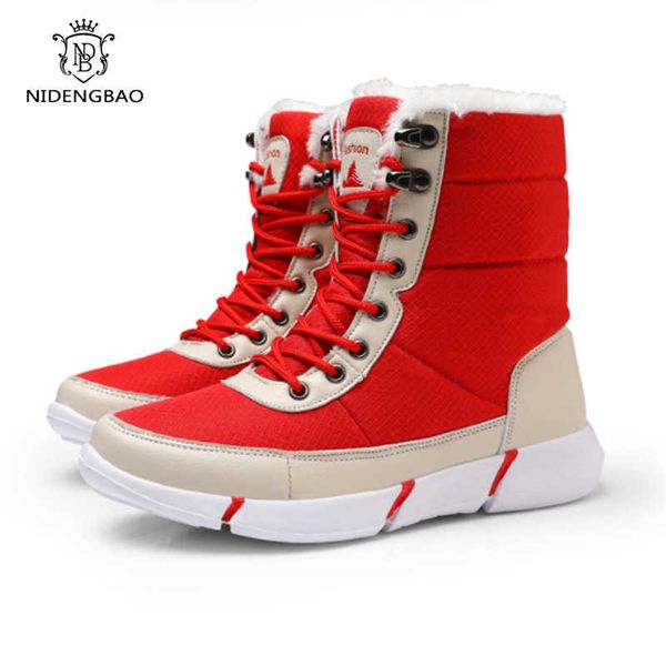 

winter women snow boots warm plush women's shoes waterproof ankle boots couples platform casual shoes woman round toe 210619, Black