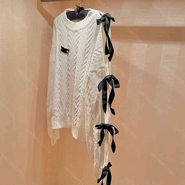 

women's sweaters fashion wool knit sweater hoodies brand womens casual round neck pullover long sleeve hoodie shirt hollow bow sweaters, White;black