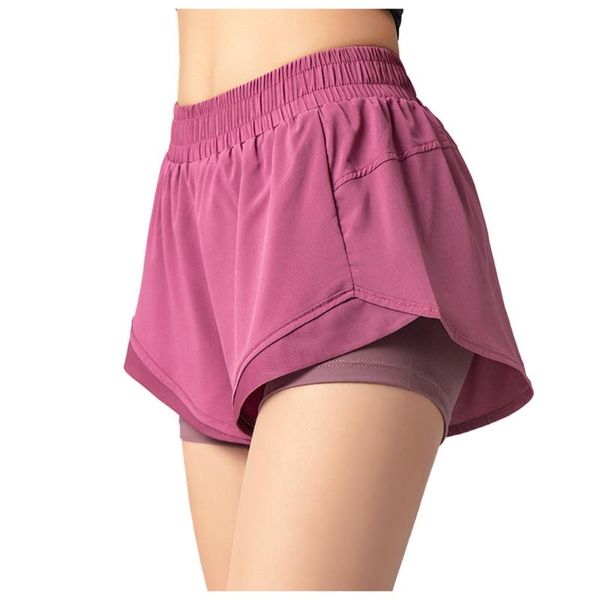 

women 2 in 1 running shorts elastic waist running tight short woman sports short pink fitness shorts sportswear, White;black