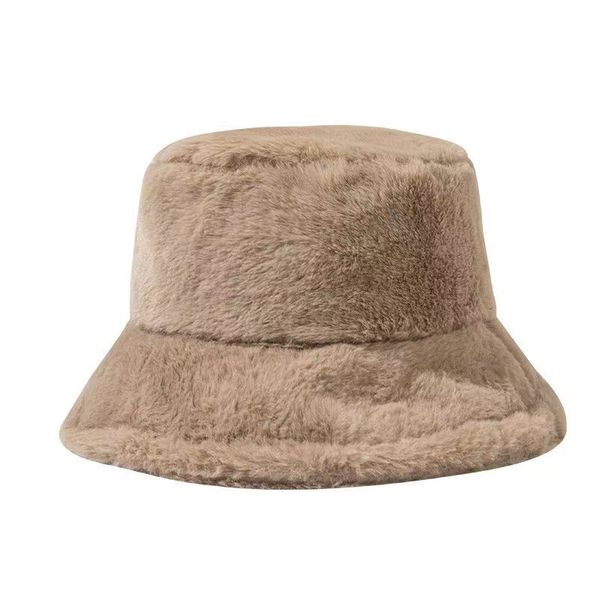 

winter bucket hat faux fur plush travel outdoor cap 211843, Blue;gray