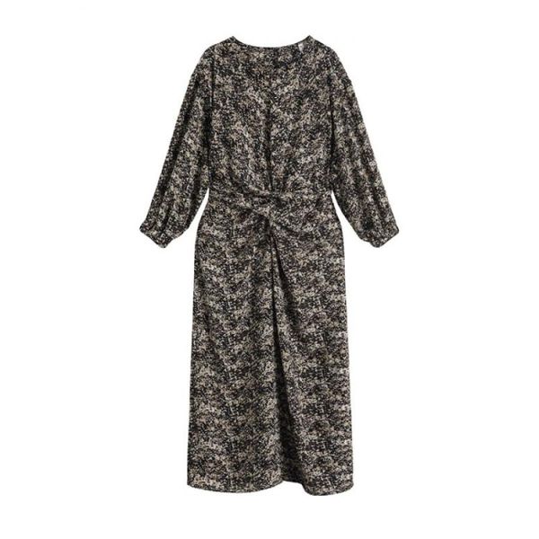 

floral print elegant retro vestidos trendy ukraine robe spring fall autumn new style split pastel dress women party dress, Black;gray