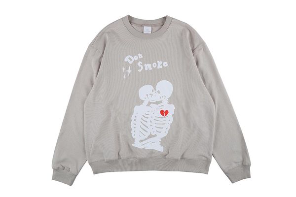 

men's hoodies & sweatshirts hip hop streetwear men don't smoke print funny skull kiss harajuku winter oversized strange things pul, Black