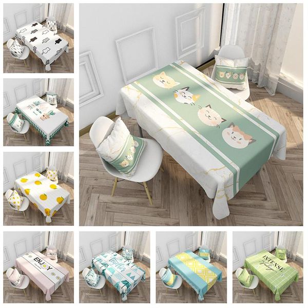

table cloth waterproof tablecloths plant cat green orange plastic home decor