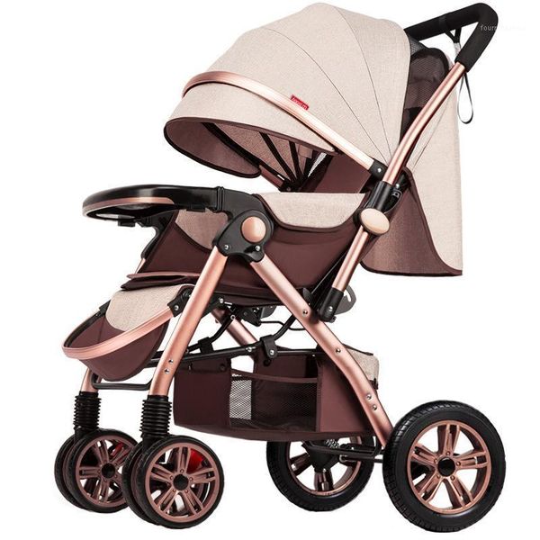 

strollers# high landscape baby stroller can sit, lie down and lightly fold four-wheeled rubber two-way1