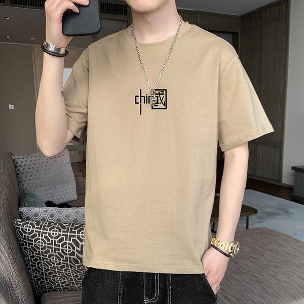 

luxury t-shirts men's summer casual wear with chine fashion short sleeve youth loose round neck cotton men's t-shirt, Black