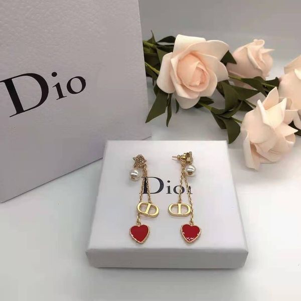 

d family 21 new letters love enamel pearl earrings female double tassel design personality style, Golden