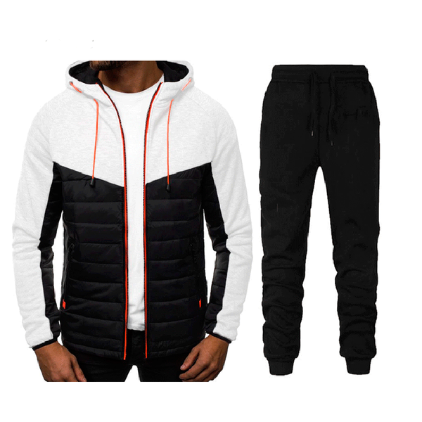

jogging clothing 2021 men's 2-pieces sets hoodies + pants autumn male cardigan sweater suits casual hooded zip-up sweatshirts jacket, Black;red