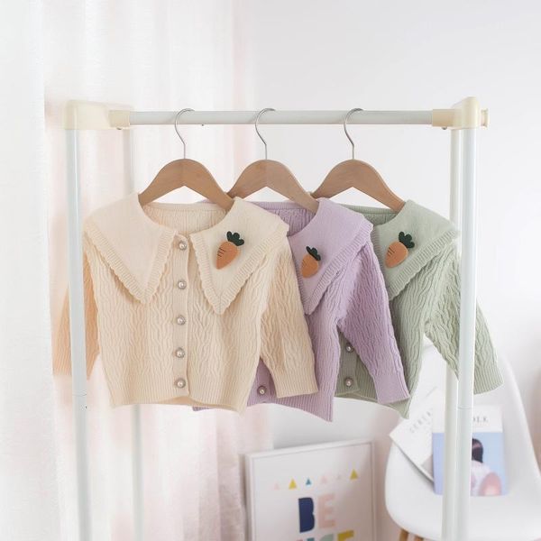 

pullover 2021 baby girls lapel cardigan sweater, Blue