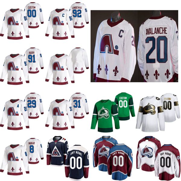 

2021 reverse retro colorado avalanche jersey vladislav kamenev valeri nichushkin michael hutchinson matt nieto hockey jersey custom stitched, Black;red