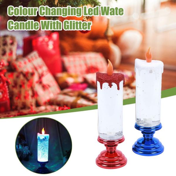 

party decoration rotating color changing glitter led flameles romantic crystal candle light 300ml candles flameless flickering weeding decor