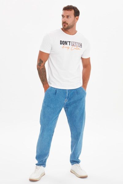 

men's t-shirts trendyol male slim fit slogan printed short sleeve t-shirt tmnss21ts2594, White;black