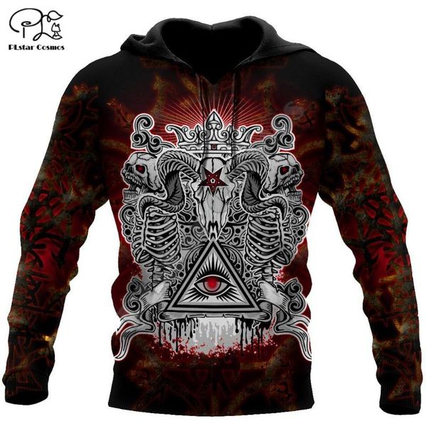 

men's hoodies & sweatshirts plstar cosmos helloween tattoo ghost gothic skull satan devil tracksuit 3dprint men/women streetwear haraju, Black