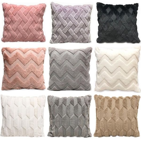 

cushion/decorative pillow geometry cushion cover home decor covers living room bedroom sofa decorative pillowcase 45x45cm soft fur plush