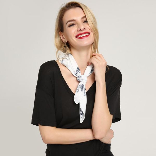

scarves women's luxury scarfs square summer print cotton small fashion pattern high-end packaging available, Blue;gray