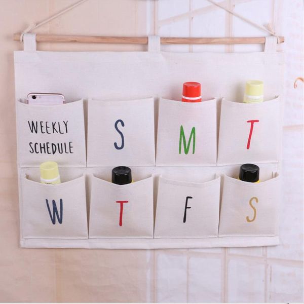 

storage boxes & bins 8 grid sundries wall hanging bag wardrobe mounted organizer door hang bags pouch cosmetics cotton linen organizador