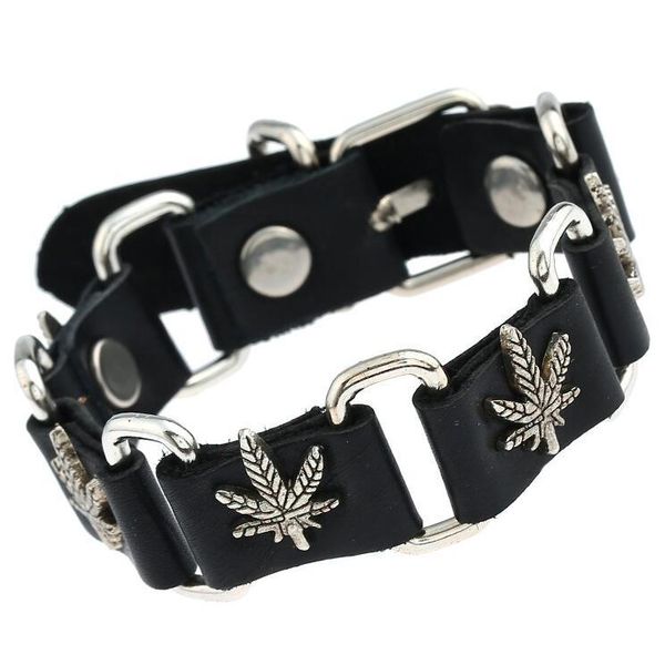 

charm bracelets vintage retro fashion genuine leather bracelet belt alloy bangle wrap adjustable wristbands punk jewelry, Golden;silver
