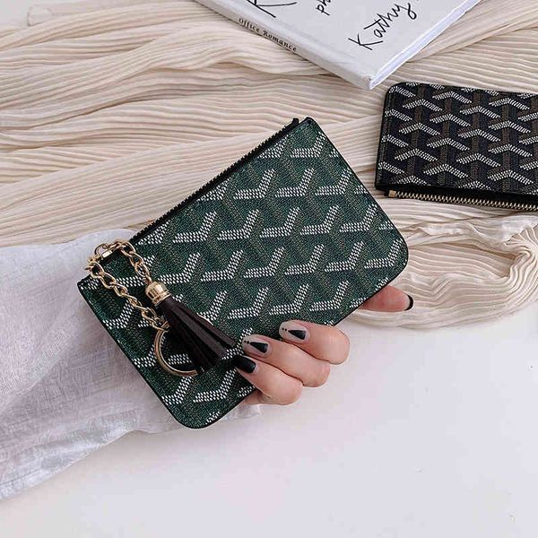 

2021 fashion short clip dog tooth zipper wallet women's multi-function key bag, Red;black