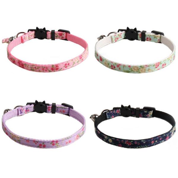 

cat collars & leads floral print ribbon neck collar decoration pet supplies
