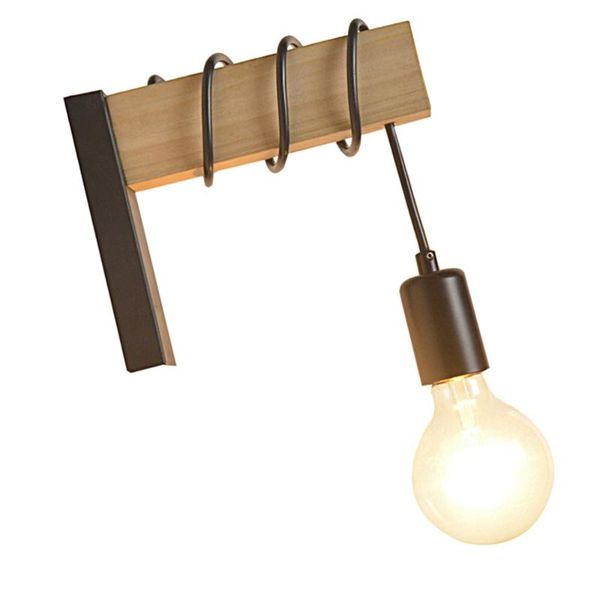 

wall lamp iron wood industrial house room delicate lamp(without bulb)