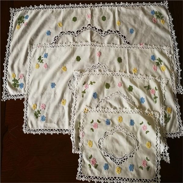 

table cloth 40x90cm british shuttle embroidery hook patch handmade linen handwork runner placemat cotton cober