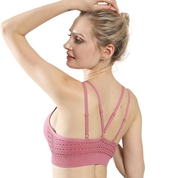 

naked feeling fabric sweatproof sports underwear bra running fitness yoga vest underwear female shockproof hollow beautiful back