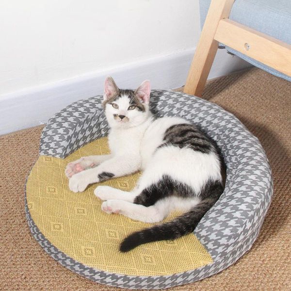

cat beds & furniture summer bed house rattan mat dog kennel sofa cushion pet rug cama para gato teepee