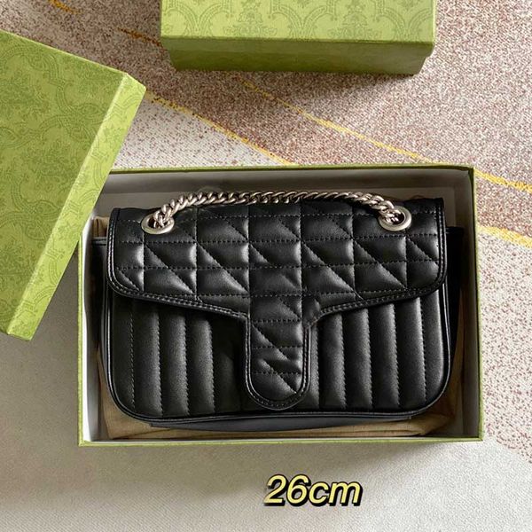 

2021 luxury designer shoulder bags women handbags fashion leather silver chain crossbody 26cm purse lady messenger multi pochette wallet wit