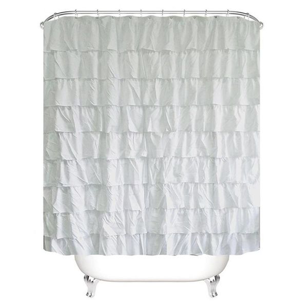 

plain colour waterproof corrugated edge shower curtain ruffled bathroom curtain decoration