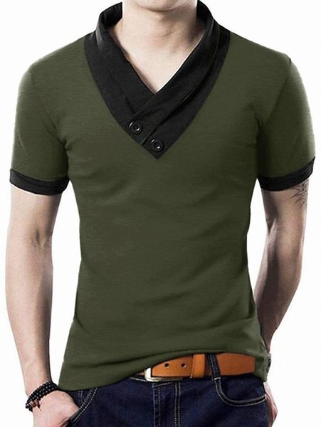 

men contrast collar tee i0mt#, White;black
