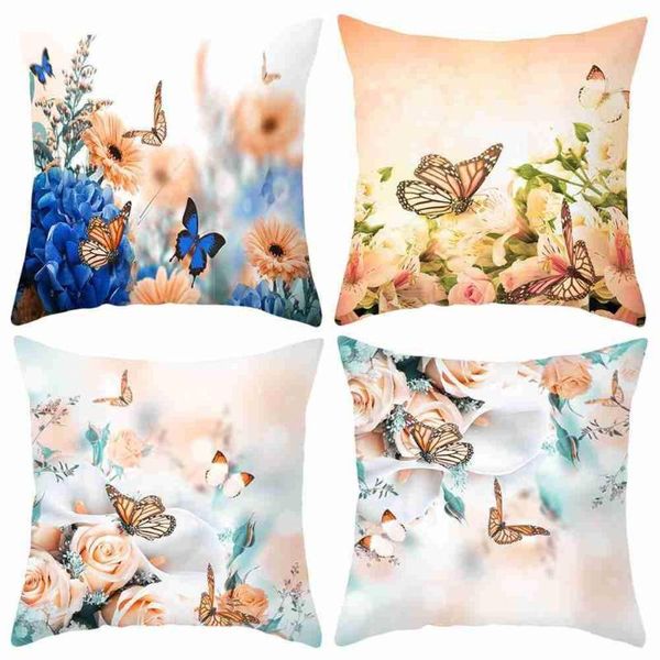 

pillow case butterfly flower series cover sofa cushion bed home decoration car 45 * 45cm