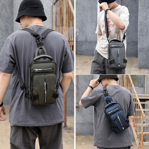

cross body fashion men's multifunctional chest bag leisure single shoulder messenger waterproof space cloth small backpack