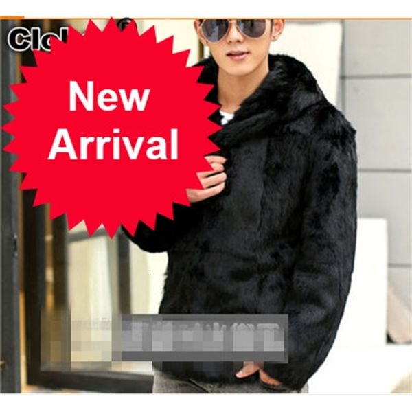 

office winter mens faux windbreaker fall 2021 luxury plus size hooded rabbit fur coat jackets v510, Black;brown
