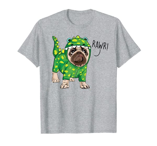 

rawr pug dog t rex dinosaur costume tshirt dog lover gifts t-shirt, White;black