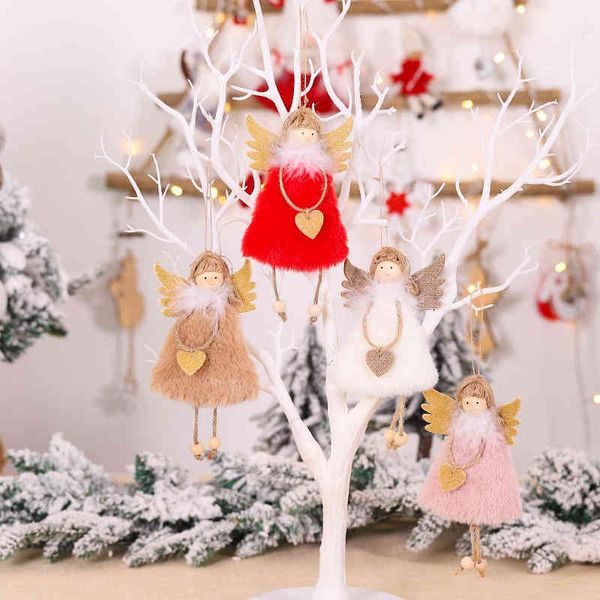 

new creative plush love angel pendant golden wings girl christmas tree decorations