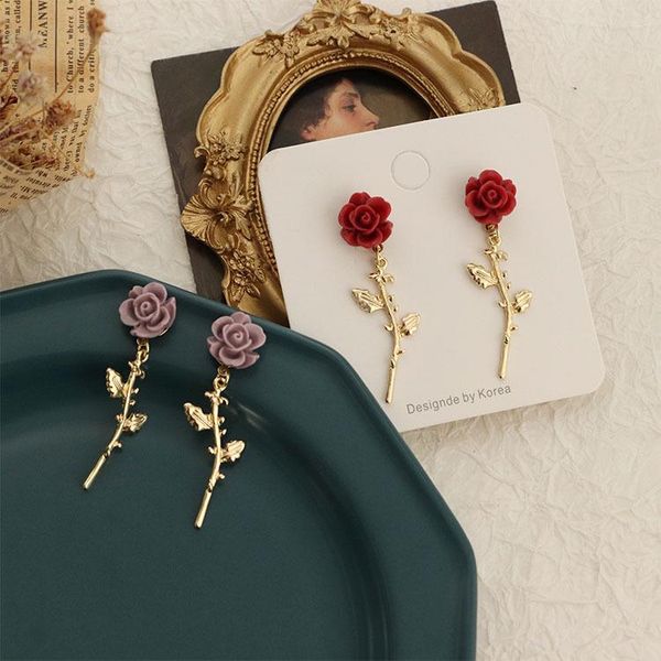 

dangle & chandelier early spring 2021 desert rose frosted texture french retro white moonlight holiday style earrings ear clip female, Silver