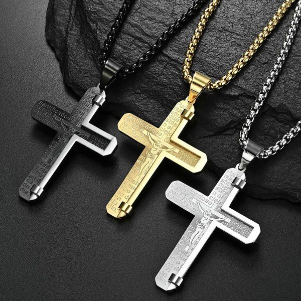 

pendant necklaces european and american street trendsetters domineering large temperament cross necklace, Silver