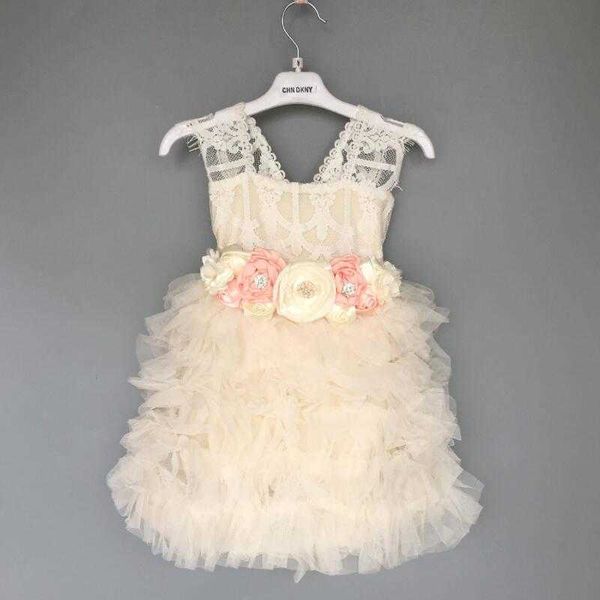 Kleinkind-Blumenmädchen-Hochzeitskleid für Kinder, Tutu mit Schärpen, Spitze, Sommer-Sling-Sonnenparty, Halloween 210529