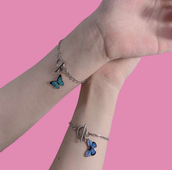 

bz1213 jewelry net red temperament versatile thick chain butterfly friend bracelet, Silver