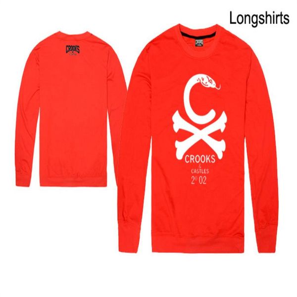

crooks men casual sweatshirts t-shirts and clothing fashion long neck round brand men castles sports men's sleeve shipping dnugt, Black