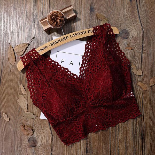 

lace crop women fashion lace floral lace padded camis bra tank v neck underwear mm bralett ladies camisole, White
